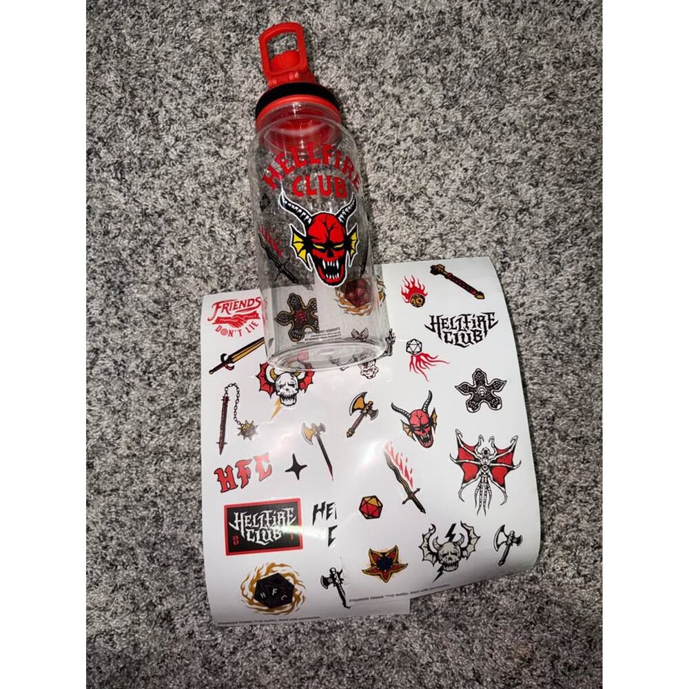 Stranger Things Hellfire Club water bottle & stickers